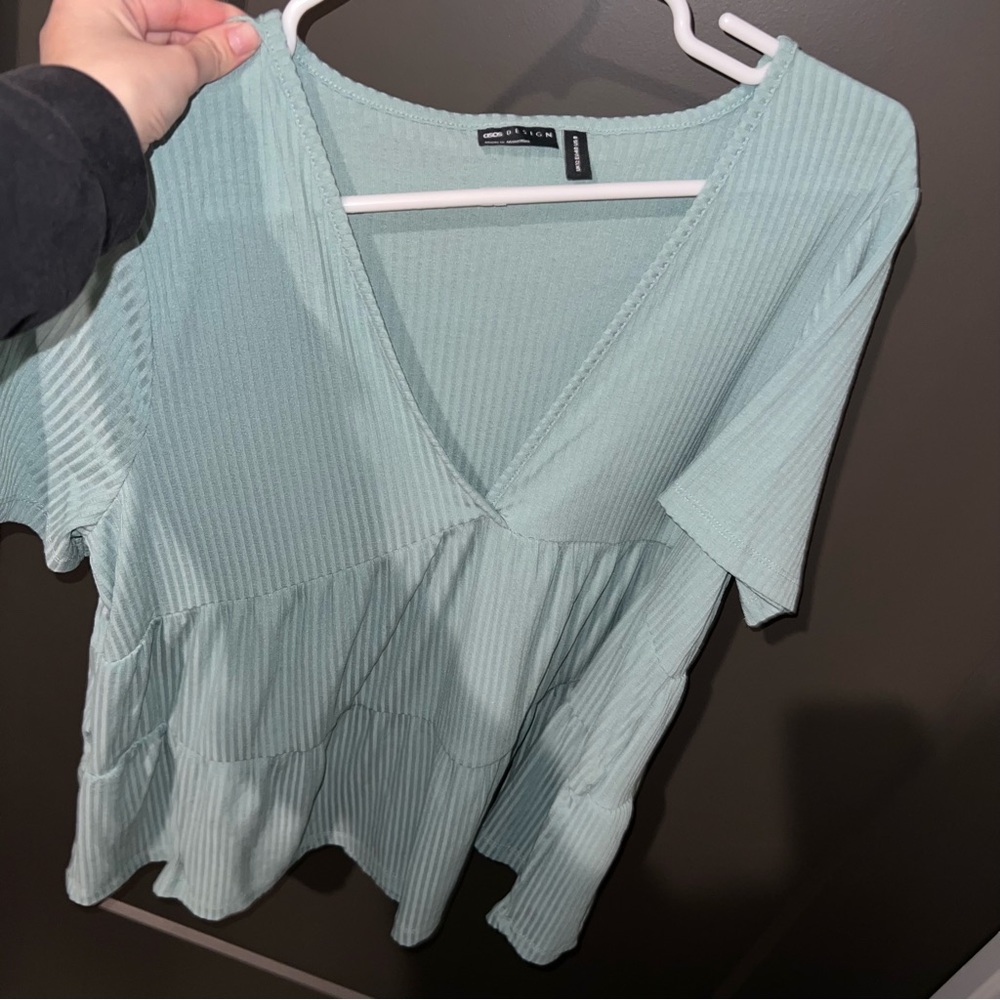 ASOS Sage V Neck Ribbed Top - Picture 4 of 7